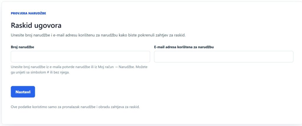 obrazac za raskid ugovora
